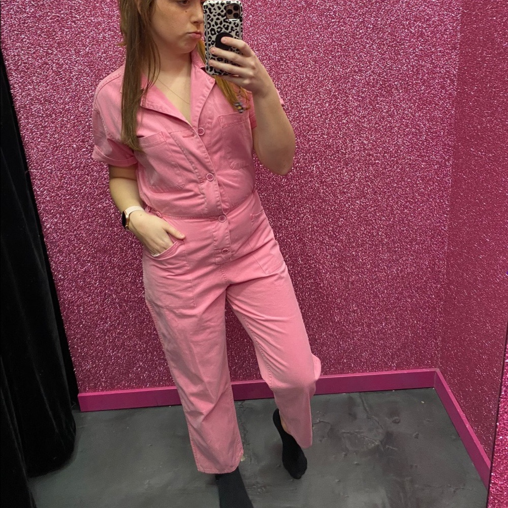 Pistola Pink Grover Denim Jumpsuit Dollskill Med